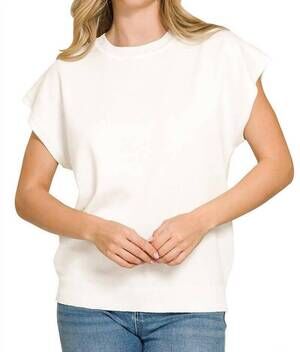 NEW ZENANA whitney crew sweater in white